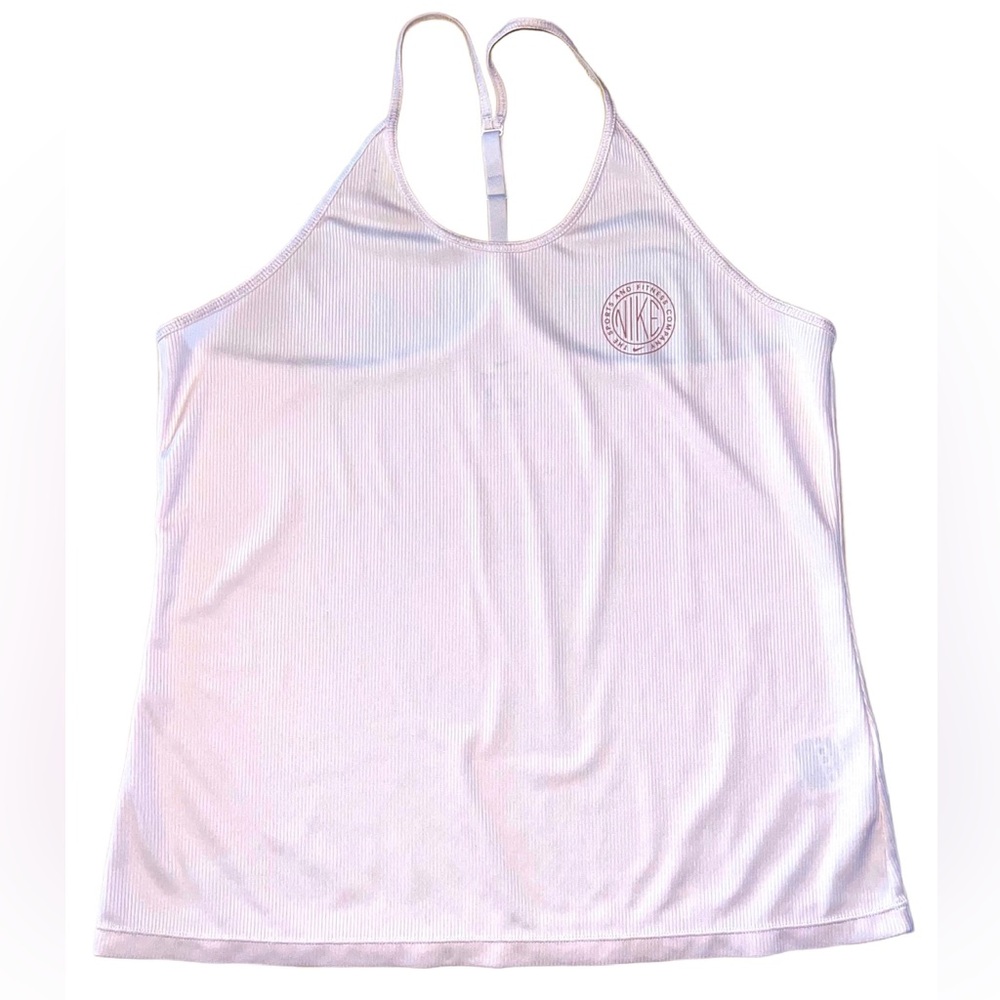 Nike Womens Light Pink Dri-Fit Ribbed Racerback Athletic Tank Top Sz L